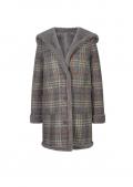 Glencheck-Muster-Jacke mitPelzimitat-Futter anthrazit-terra