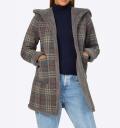 Glencheck-Muster-Jacke mitPelzimitat-Futter anthrazit-terra