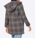 Glencheck-Muster-Jacke mitPelzimitat-Futter anthrazit-terra