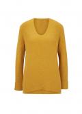 Grobstrick-Pullover mit V-Ausschnitt mais