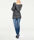 Grobstrickpullover schwarz-silberfarben