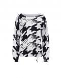 Hahnentritt-Dessin-Pullover schwarz-ecru