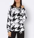 Hahnentritt-Dessin-Pullover schwarz-ecru