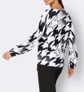 Hahnentritt-Dessin-Pullover schwarz-ecru