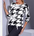 Hahnentritt-Dessin-Pullover schwarz-ecru