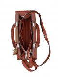 Handtasche  in Velours-und Glattleder-Optik rostrot