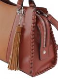 Handtasche  in Velours-und Glattleder-Optik rostrot
