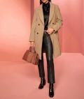 Handtasche  in Velours-und Glattleder-Optik rostrot