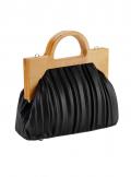 Handtasche mit Plisseefalten schwarz