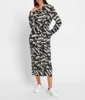Hemdblusenkleid ecru-schwarz-bedruckt