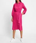 Hemdblusenkleid mit Bindegürtel pink