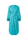 Hemdblusenkleid mit Bindegürtel türkis