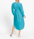 Hemdblusenkleid mit Bindegürtel türkis