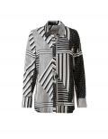 Hemdkragen-Longbluse weiß-schwarz-bedruckt