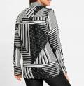Hemdkragen-Longbluse weiß-schwarz-bedruckt