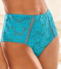 High-Waist-Spitzen-Slip mit Glitzeraccessoire türkis