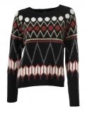 Intarsienpullover schwarz-rot-bunt