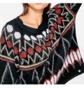 Intarsienpullover schwarz-rot-bunt
