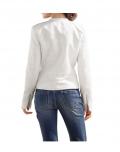 Jacquard-Bikerjacke wei? Gr. 36