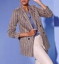 Jacquard-Blazer terra-rauchblau-gemustert