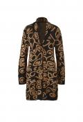 Jacquard-Longcardigan schwarz-camel-gemustert