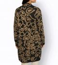 Jacquard-Longcardigan schwarz-camel-gemustert