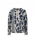 Jacquard-Pullover dunkelblau-sand