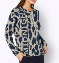 Jacquard-Pullover dunkelblau-sand