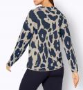 Jacquard-Pullover dunkelblau-sand