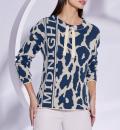 Jacquard-Pullover dunkelblau-sand