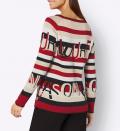 Jacquard-Pullover rot-schwarz-bedruckt