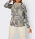 Jacquard-Pullover sand-grau