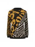 Jacquard-Pullover schwarz-ocker-gemustert
