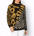Jacquard-Pullover schwarz-ocker-gemustert