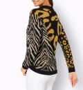 Jacquard-Pullover schwarz-ocker-gemustert