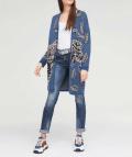 Jacquard-Strickjacke blau-grau
