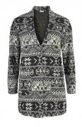 Jacquard-Stricklongblazer beige-grau