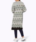 Jacquard-Strickmantel grau-kalkmint-gemustert