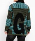 Jacquardmuster-Strickjacke mit Kaschmiranteil oliv-aqua