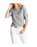 Jacquardshirt mit Pailletten grau