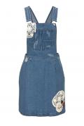 Jeans-Latzkleid mit Spitze blau