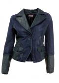 Jeans-Leder-Patchjacke blue denim