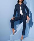 Jeans mit Spitzenabschluss blue-stone-washed
