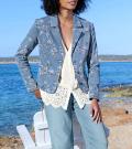 Jeansblazer mit Blumendruck blue-bleached