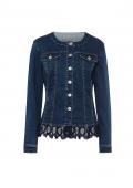 Jeansblazer mit Spitzenbordüre blue-stone-washed