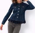 Jeansblazer mit Spitzenbordüre blue-stone-washed