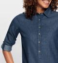 Jeansbluse mit Kellerfalte blue-stone-washed