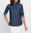 Jeansbluse mit Kellerfalte blue-stone-washed