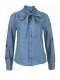 Jeansbluse mit Stickerei blau