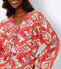 Jersey-Bluse mit Printdessin koralle-mint